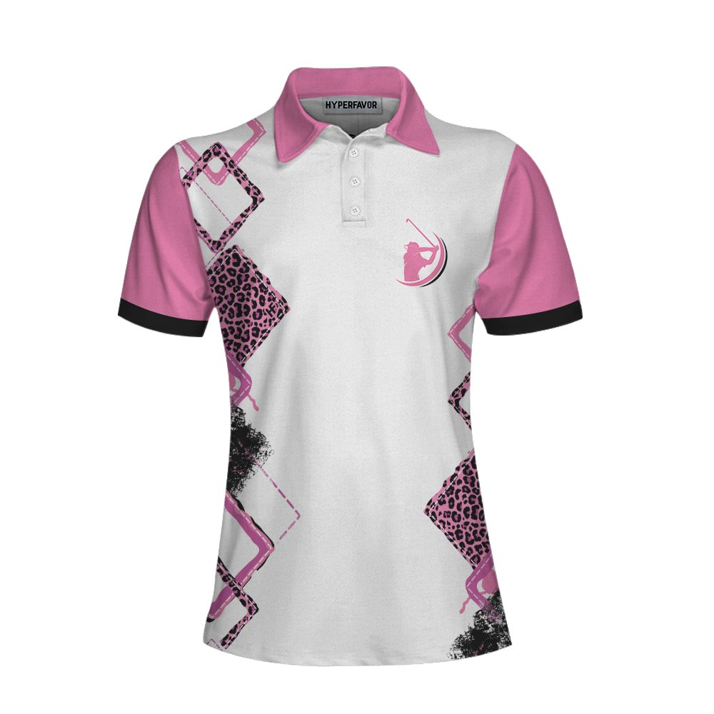 Play For Pink Breast Cancer Awareness Short Sleeve Women Polo Shirt Pink Leopard Breast Cancer Awareness Shirt