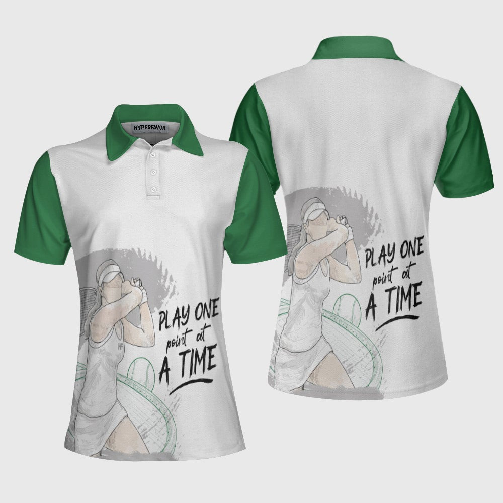 Play One Point At A Time Tennis Shirt Short Sleeve Women Polo Shirt