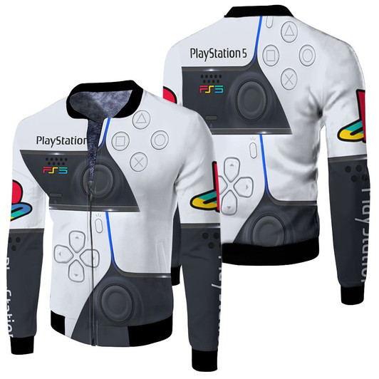 Playstation 5 Gaming Controller Design Pattern For Gamer Fleece Bomber Jacket