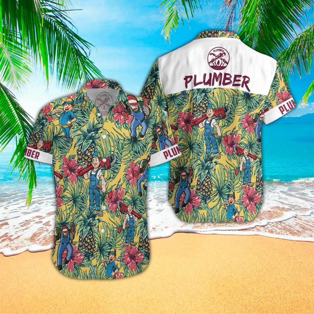 Plumbers Mens Hawaiian Shirt Plumbers Button Up Shirt for Men and Women