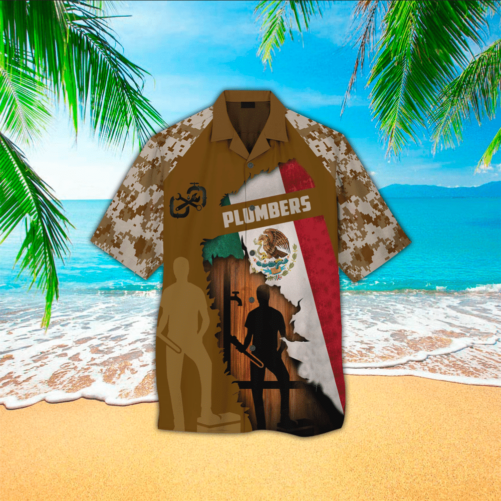 Plumbers Mens Hawaiian Shirt Plumbers Button Up Shirt for Men and Women