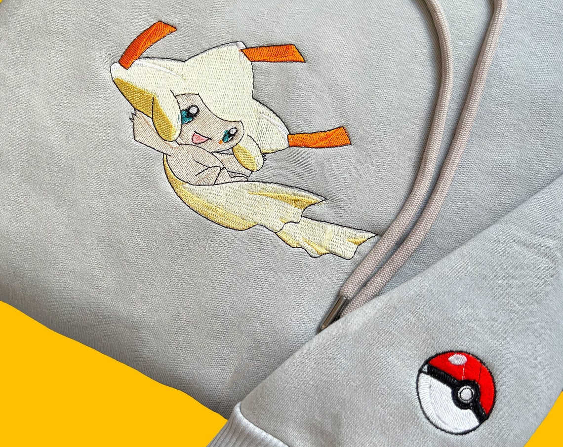 Pokemon Jirachi Embroidered Hoodie Pokemon Embroidered Sweatshirt Pokemon Embroidery Pokemon Hoodiespokemon Jirachi Sweatshirt T Shirt