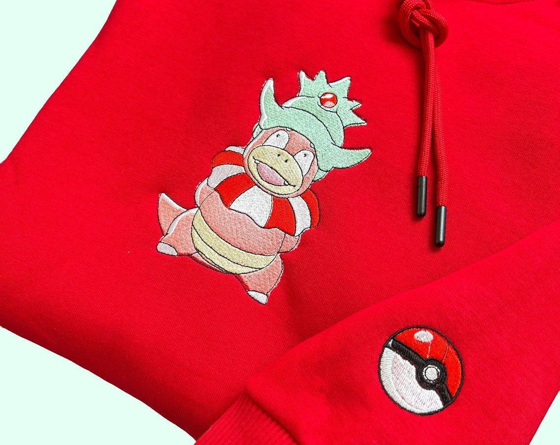 Pokemon Slowking Embroidered Hoodie Pokemon Embroidered Sweatshirt Pokemon Embroidery Pokemon Hoodies Pokemon Sweatshirt Unisex