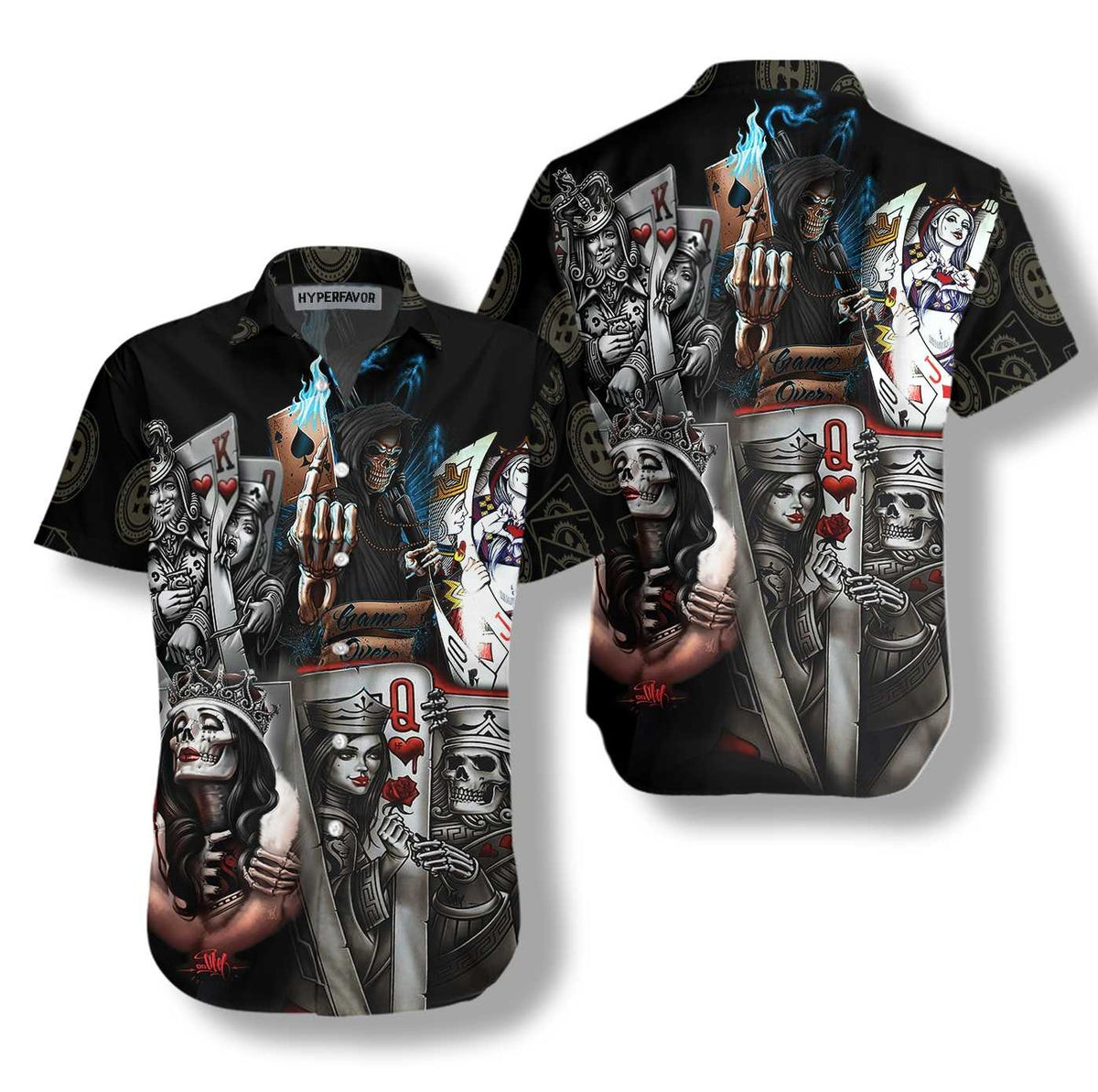 Poker And Skulls Shirt For Men Hawaiian Shirt