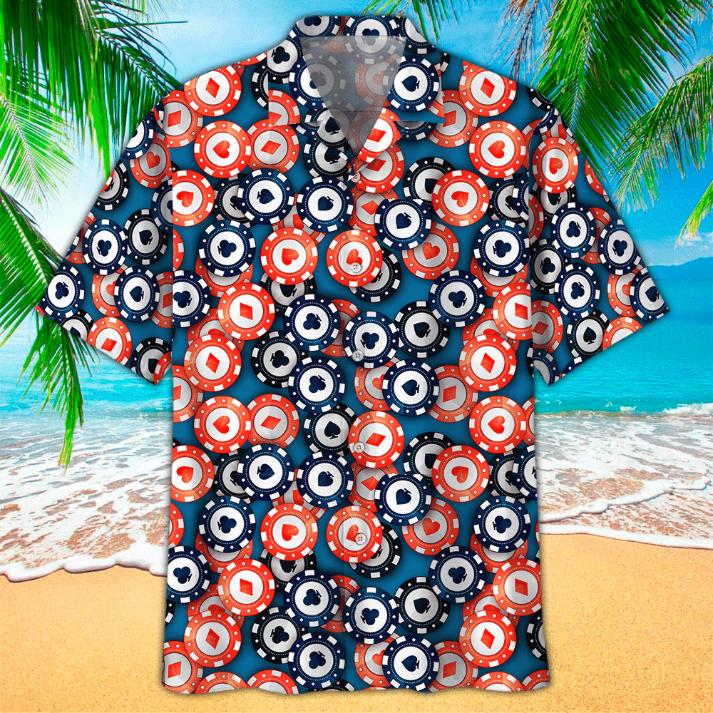 Poker Apparel Poker Hawaiian Button Up Shirt For Men and Women