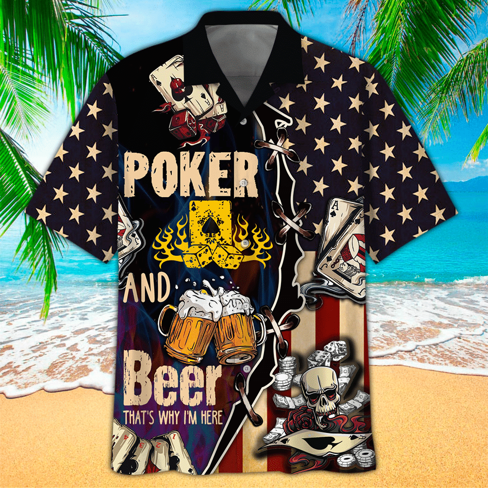 Poker Apparel Poker Hawaiian Button Up Shirt For Men and Women