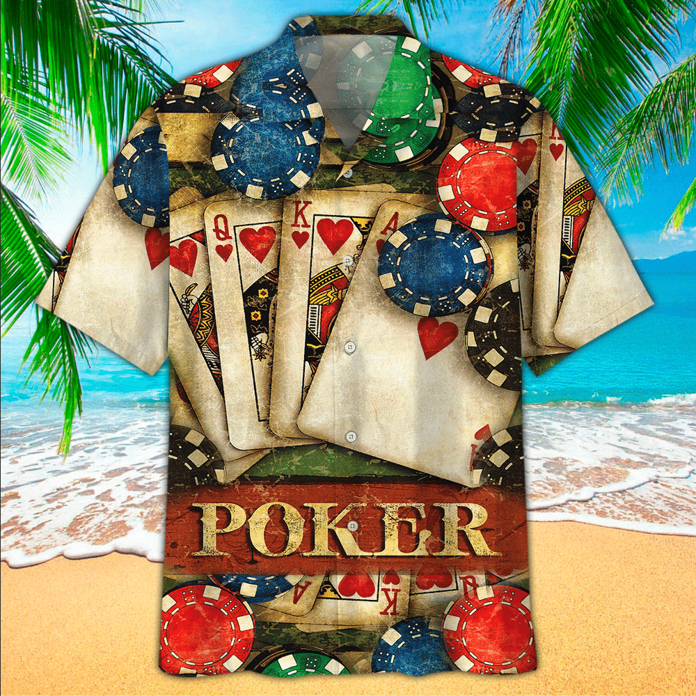 Poker Apparel Poker Hawaiian Button Up Shirt For Men and Women