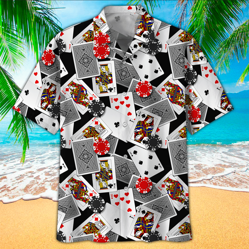 Poker Apparel Poker Hawaiian Button Up Shirt For Men and Women