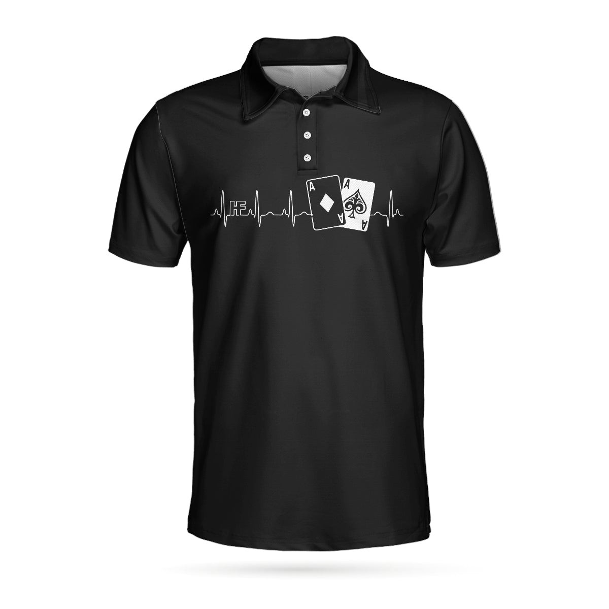 Poker Heartbeat Short Sleeve Polo Shirt Elegant Black Polo Shirt Best Poker Shirt For Men