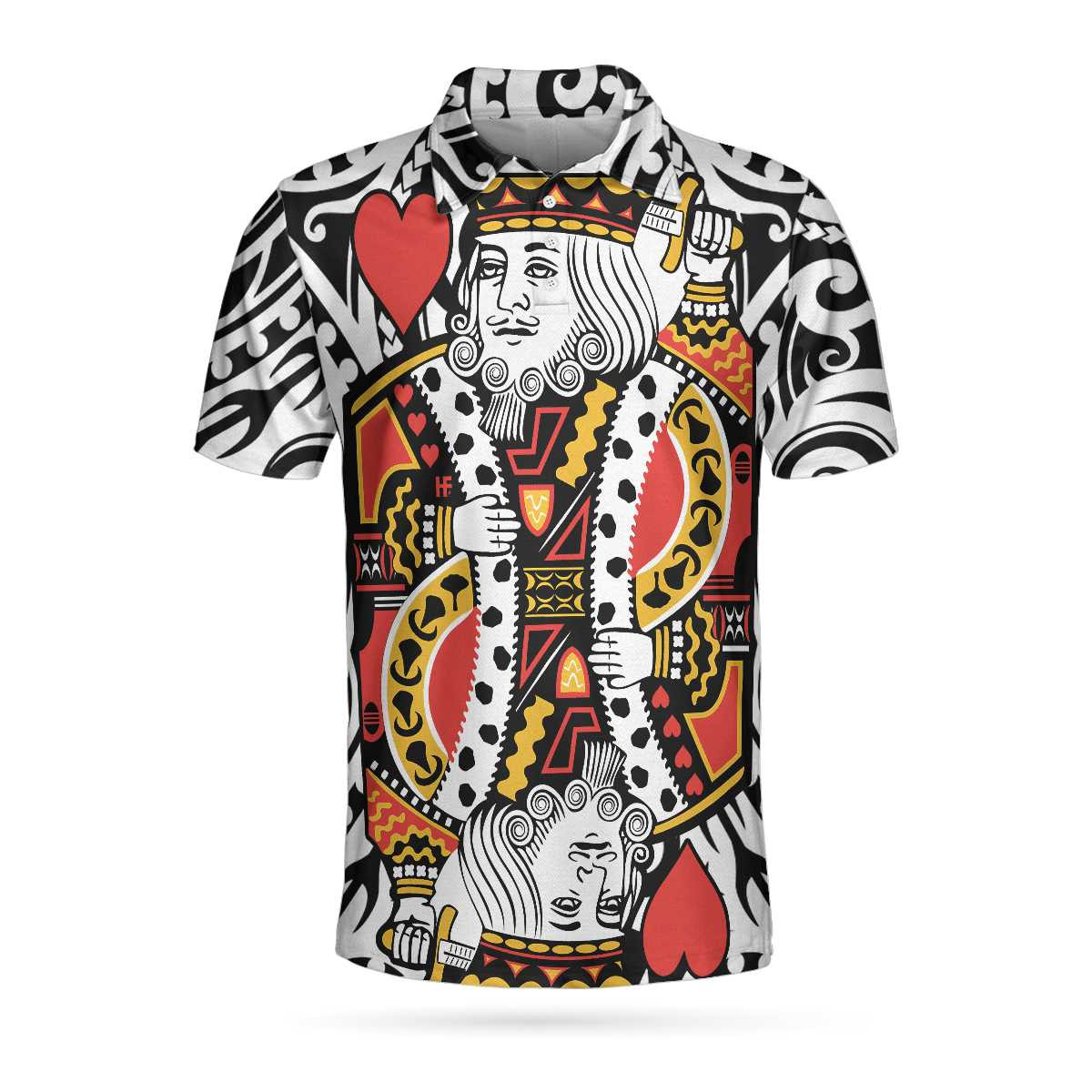 Poker King Of Heart Short Sleeve Polo Shirt Playing Card Polo Shirt Best Poker Shirt For Men