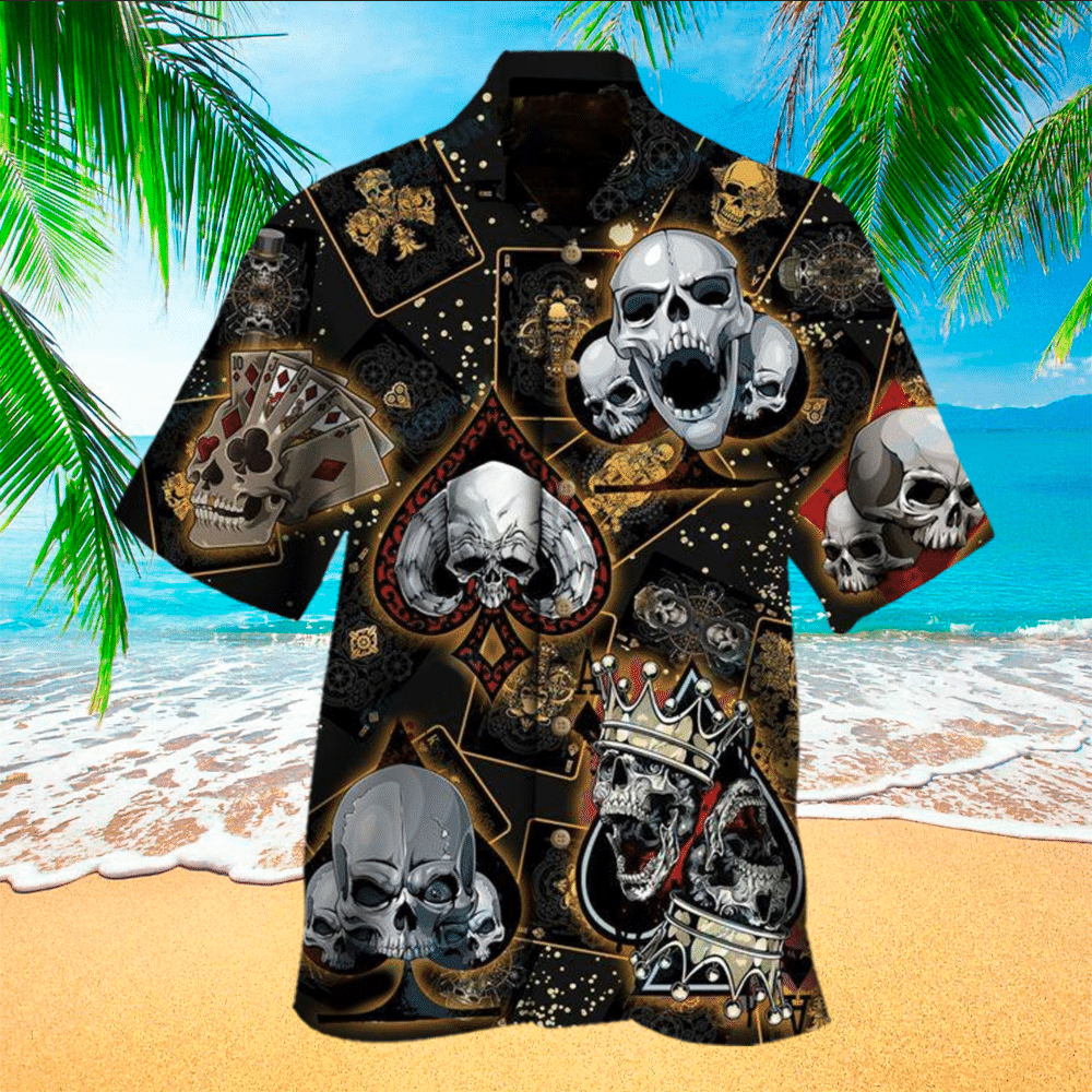 Poker Terrier Hawaiian Shirt Poker Button Up Shirt For Men and Women