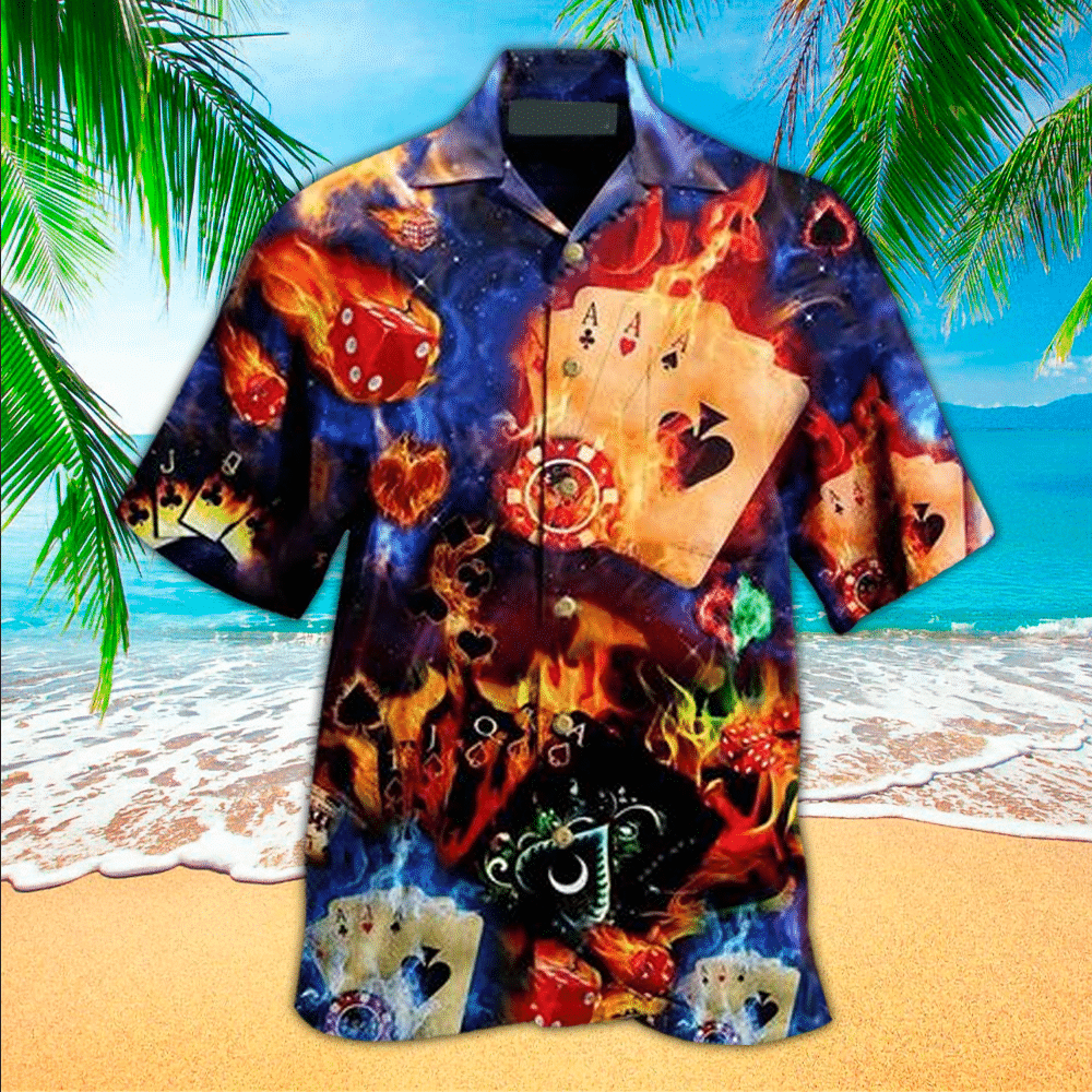 Poker Terrier Hawaiian Shirt Poker Button Up Shirt For Men and Women