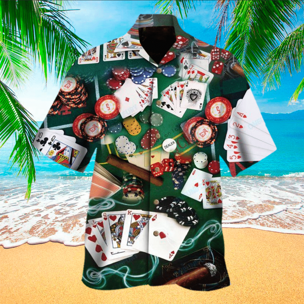 Poker Terrier Hawaiian Shirt Poker Button Up Shirt For Men and Women