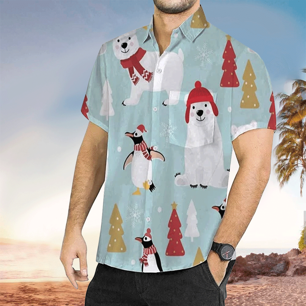 Polar Bear Aloha Shirt Hawaiian Shirt For Polar Bear Lovers Shirt for Men and Women