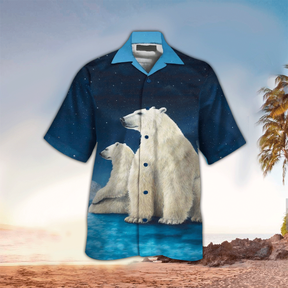 Polar Bear Apparel Polar Bear Hawaiian Button Up Shirt for Men and Women