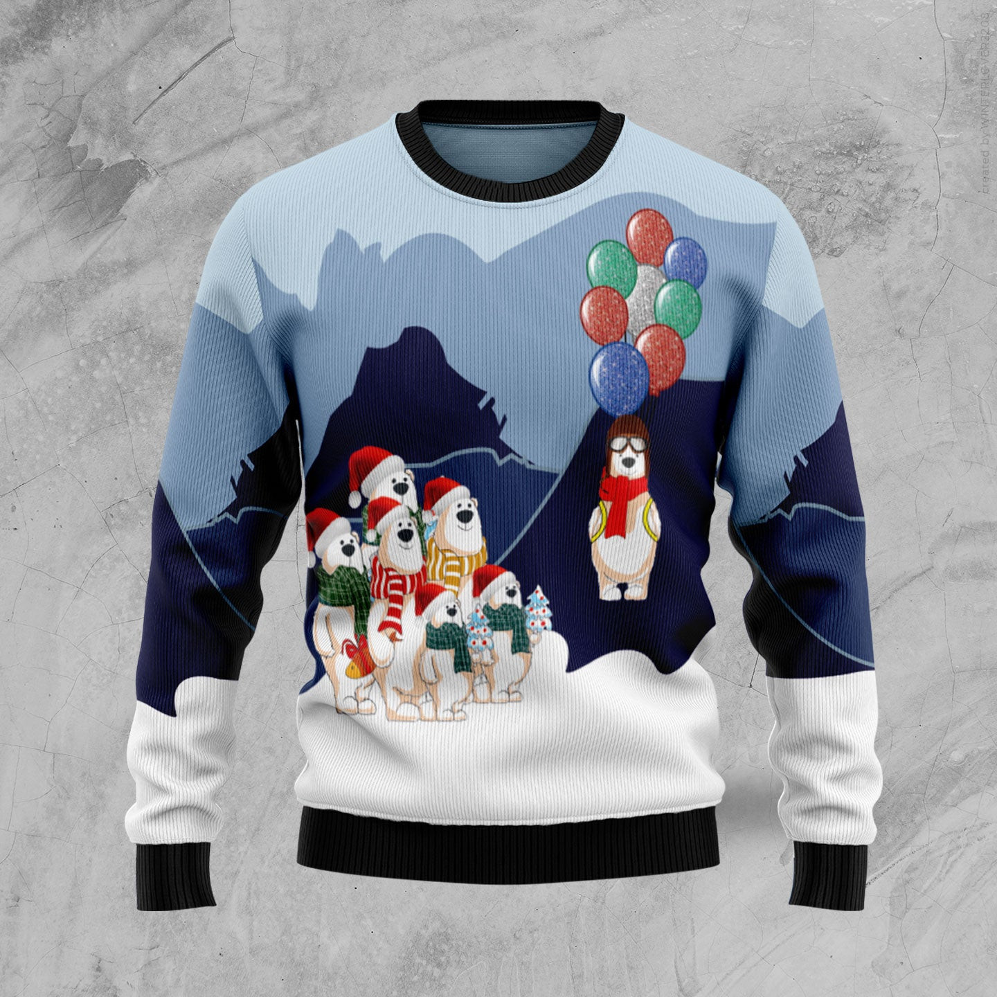 Polar Bear Balloon Ugly Christmas Sweater