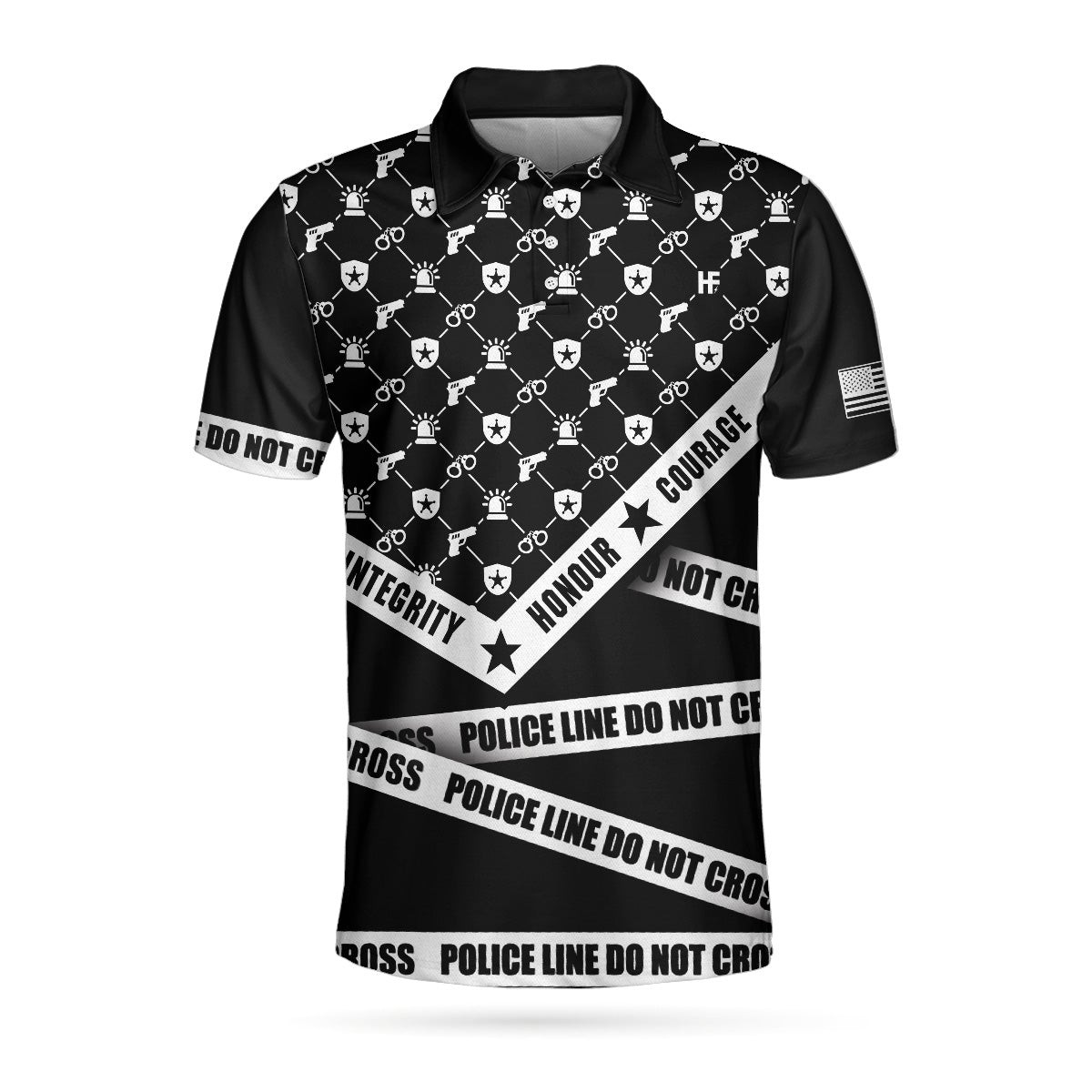 Police Line Do Not Cross Polo Shirt Black And White Police Icon Polo Shirt Police Shirt For Men