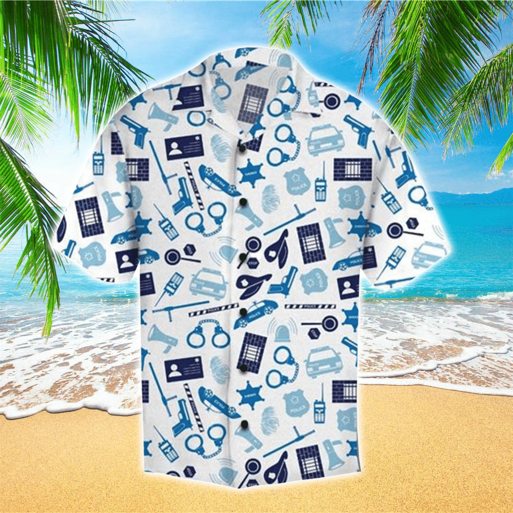 Police Pattern US Police Hawaiian Shirt Summer Aloha Shirt