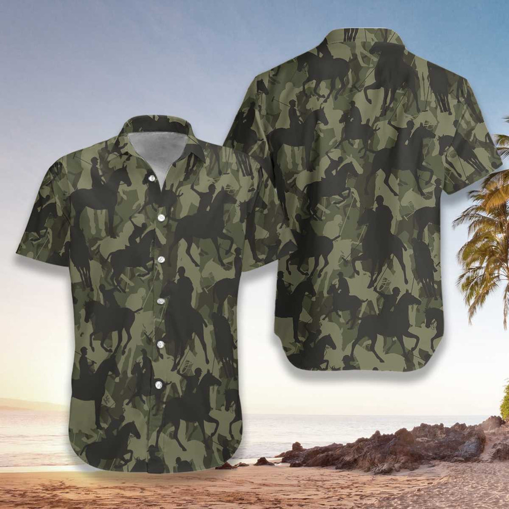 Polo Player Camo Pattern Hawaiian Shirt For Men and Women