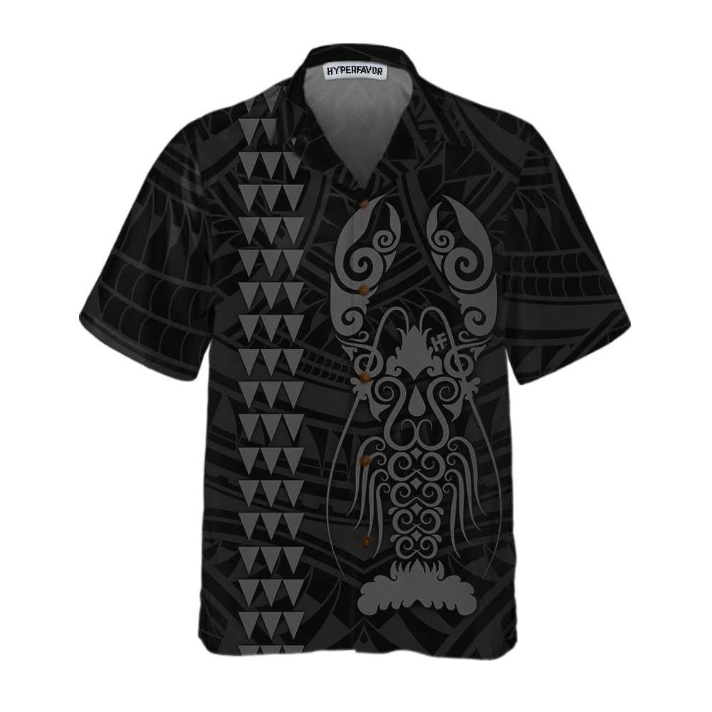 Polynesian Lobster Hawaiian Shirt Unique Black Lobster Shirt For Men  Women Gift For Lobster Lovers