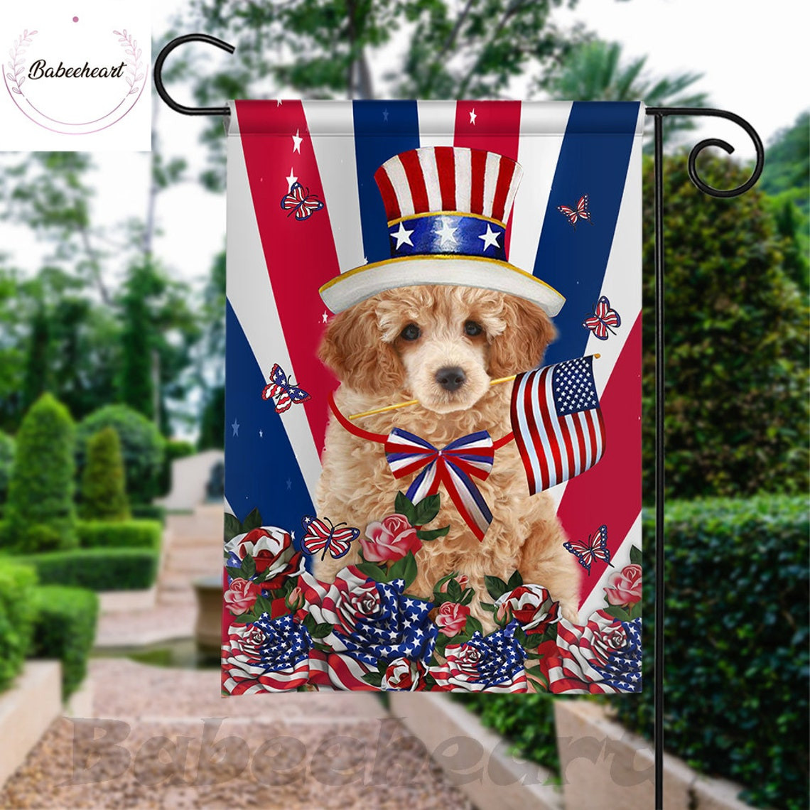 Poodle Dog Independence Day Flag Dog 4th Of July Flag Fourth July Dog Flag USA Independence Day Proud Nation Flags