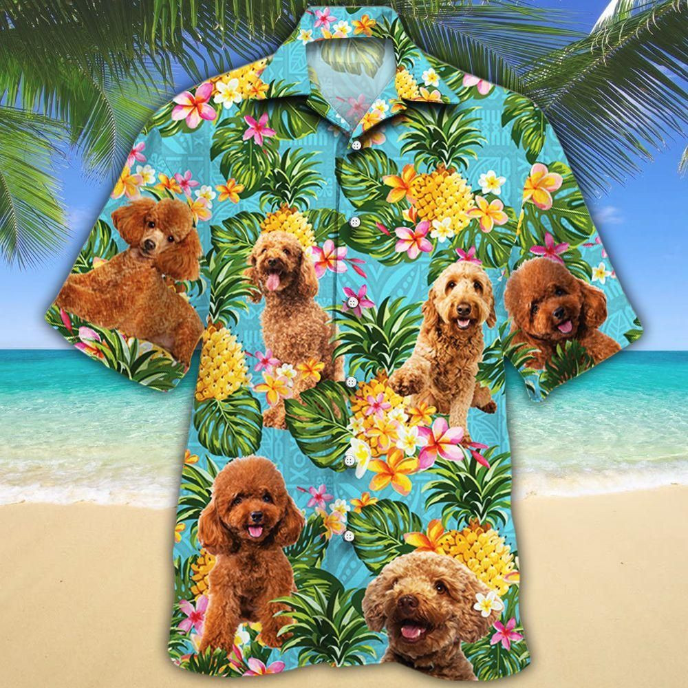 Poodle Dog Lovers Pineapple Aloha Hawaiian Shirt Colorful Short Sleeve Summer Beach Casual Shirt For Men And Women