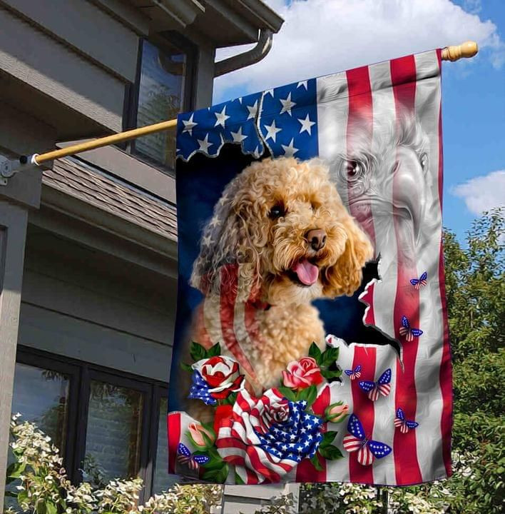 Poodle Proud Nation Dog Lover American Flag Garden Flag House Flag