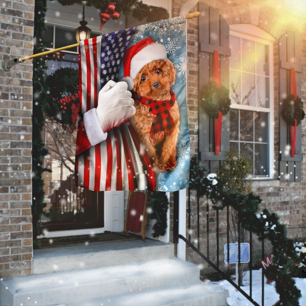 Poodle Through The Snow American Flag Garden Flag House Flag