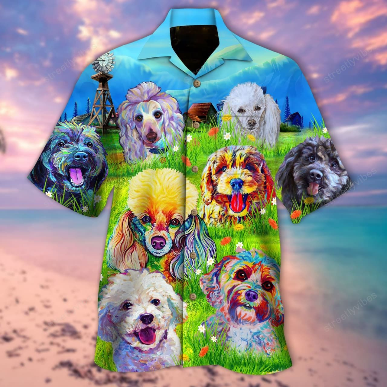 Poodles In The Grass Field Hawaiian Shirt Hawaiian Shirt For Men