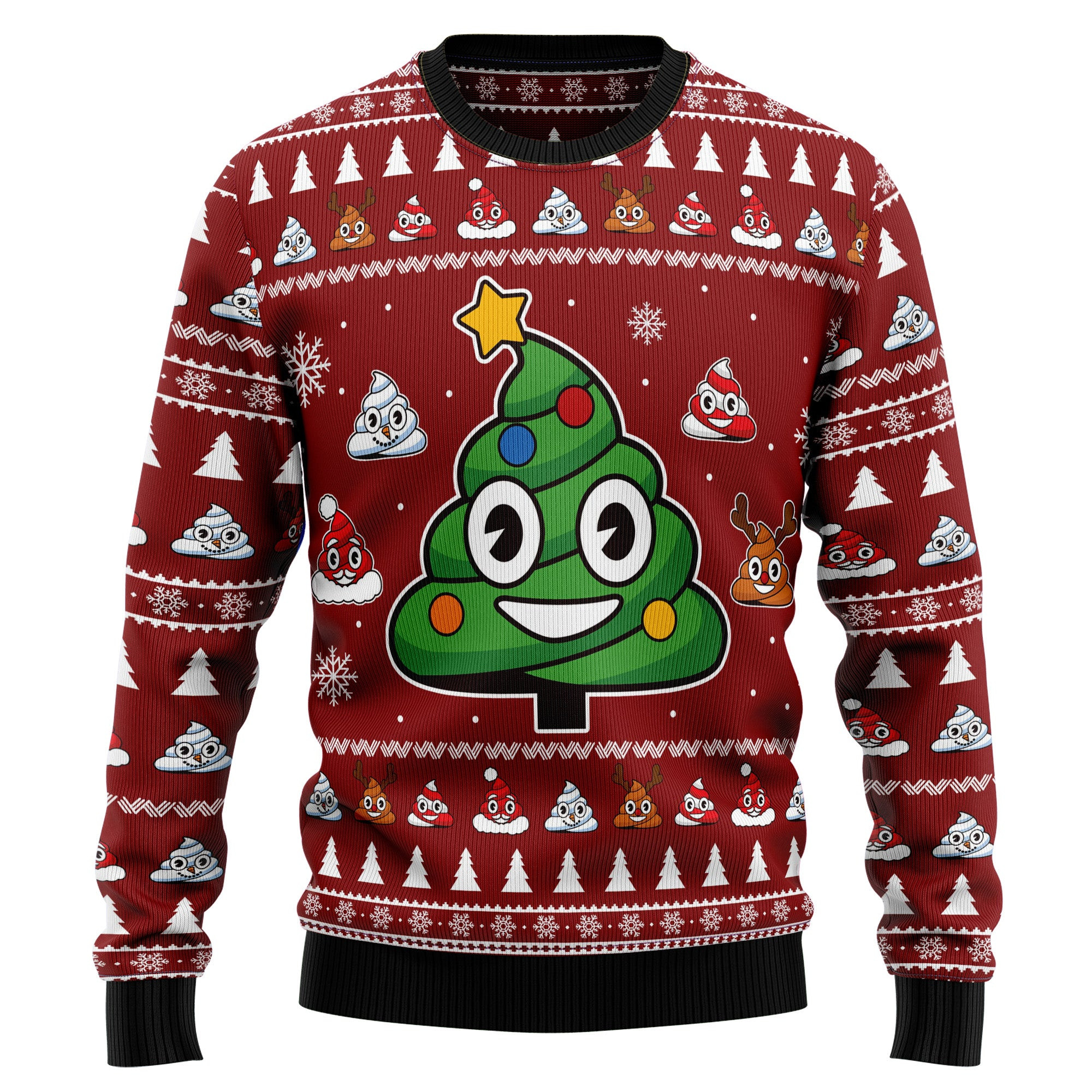 Poop Christmas Tree Emoji Funny Ugly Christmas Sweater