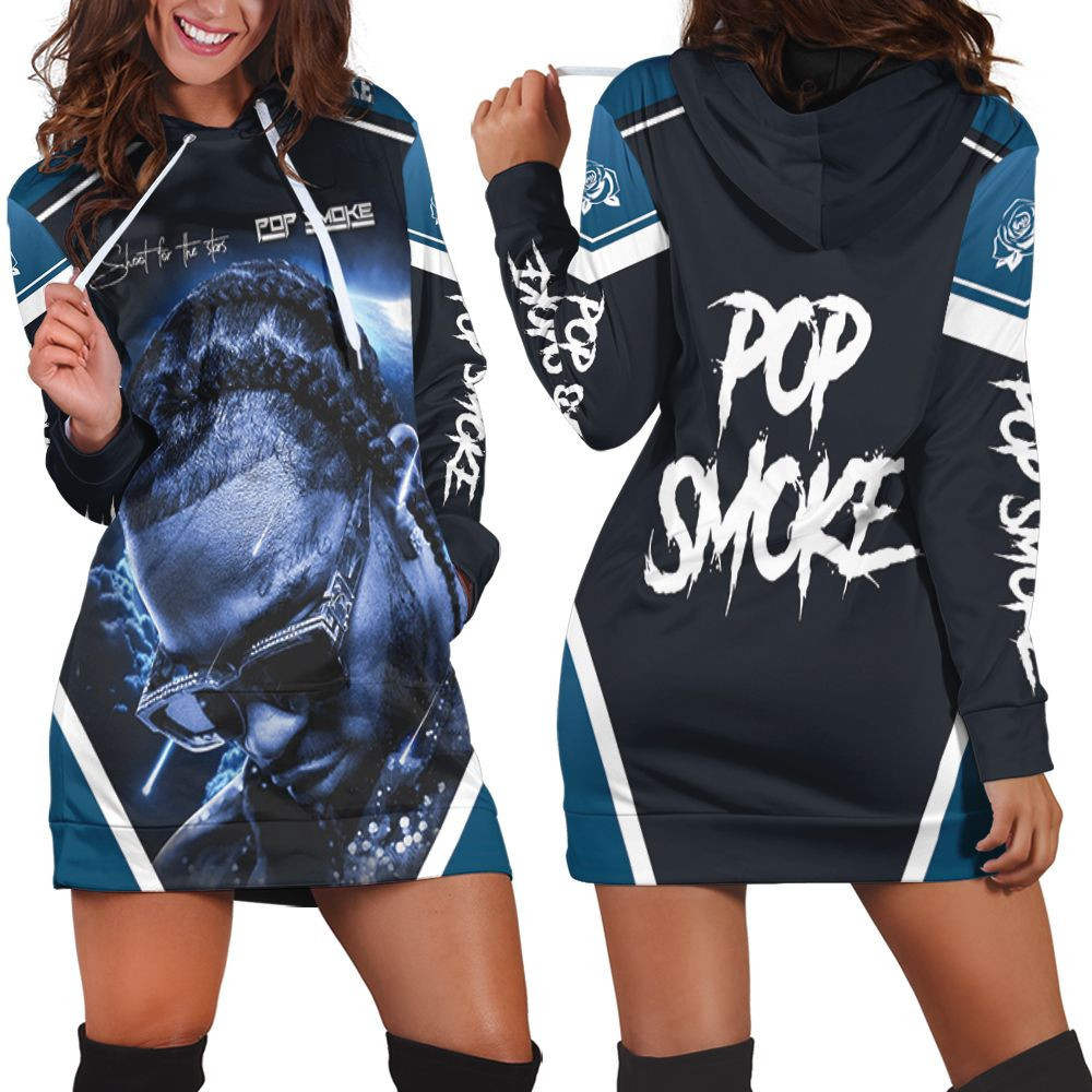 Pop Smoke 2020 Shooting Star Meet The Woo Toon Rap Hip Hop Style Album Hoodie Dress Sweater Dress Sweatshirt Dress