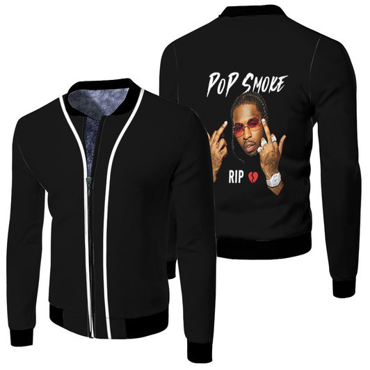 Pop Smoke American Rapper Rip Black Fleece Bomber Jacket