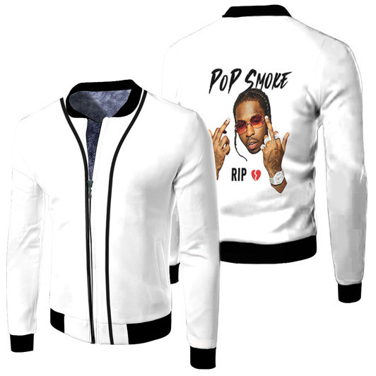 Pop Smoke American Rapper Rip White Fleece Bomber Jacket