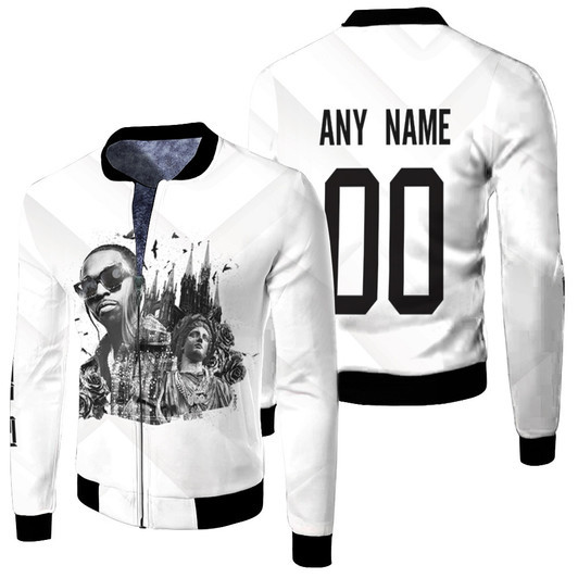 Pop Smoke American Rapper Statue Of Liberty White Fleece Bomber Jacket