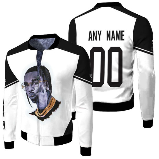 Pop Smoke American Rapper Thanos Art White Black Fleece Bomber Jacket