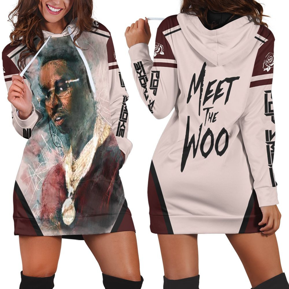 Pop Smoke Oil Paint Rap Hiphop Style Hoodie Dress Sweater Dress Sweatshirt Dress