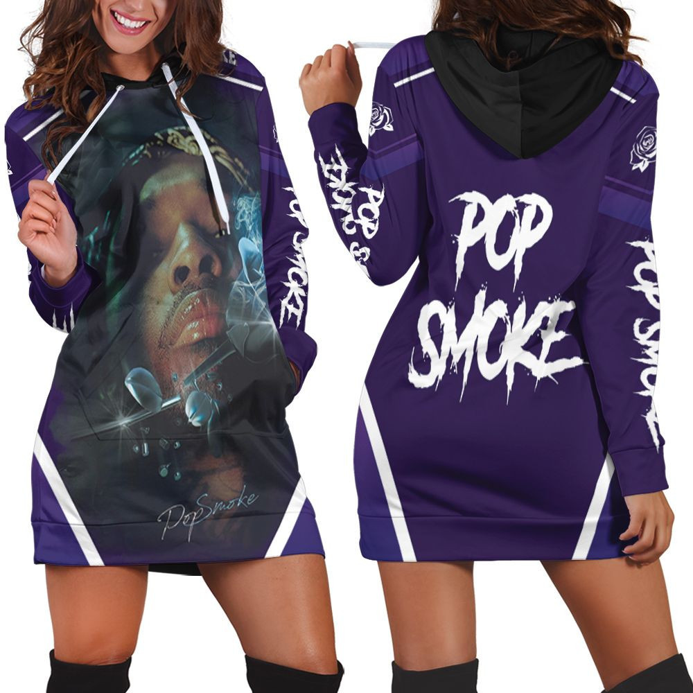 Pop Smoke Shoot For The Stars Aim For The Moon Rose Symbol Hoodie Dress Sweater Dress Sweatshirt Dress