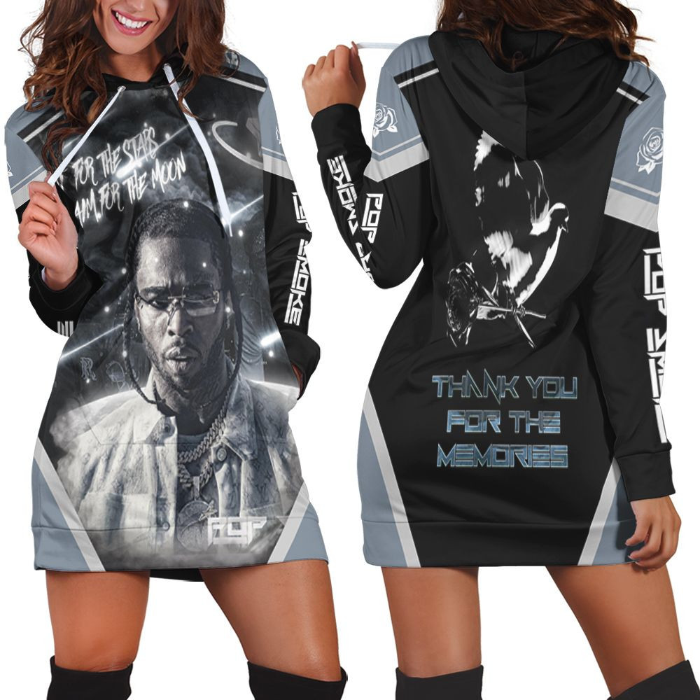 Pop Smoke Shooting The Star Memories Rap Hip Hop Style Hoodie Dress Sweater Dress Sweatshirt Dress