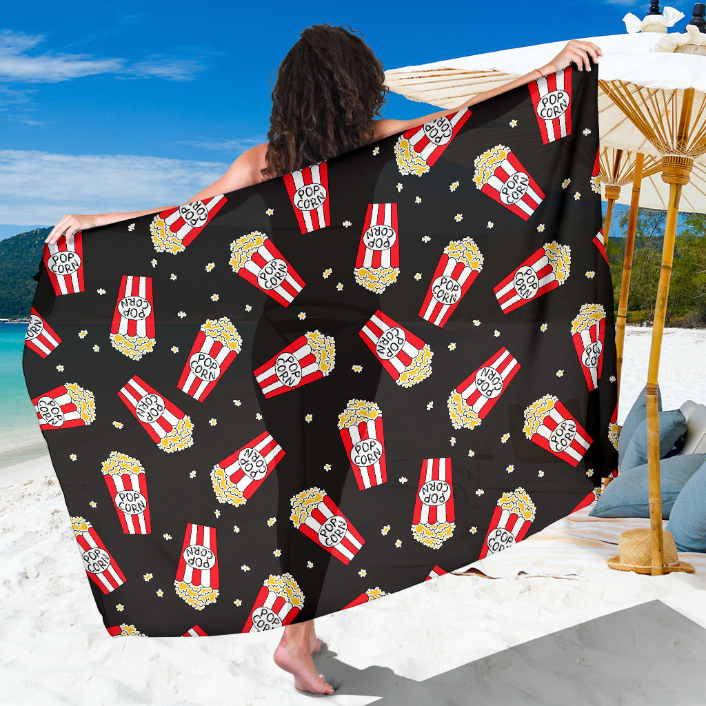 Popcorn Pattern Print Sarong Cover Up Popcorn Pareo Wrap Skirt Dress