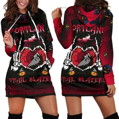 Portland Trail Blazers Hoodie Dress Sweater Dress Sweatshirt Dress 3d All Over Print For Women For Halloween Hoodie
