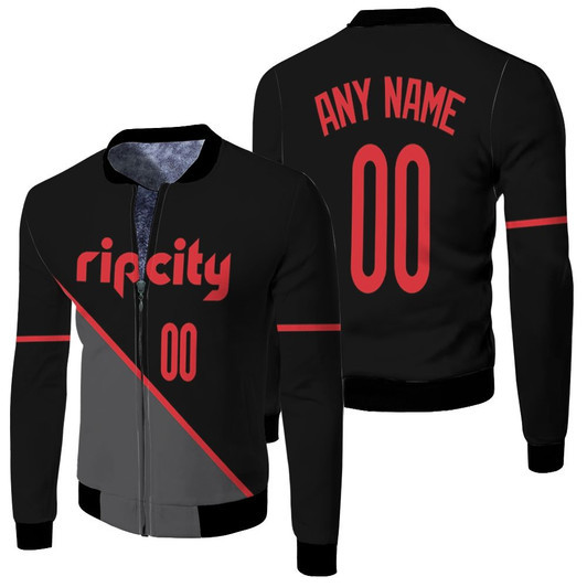 Portland Trail Blazers Nba 2020 New Arrival Black Rip City Jersey Style Custom Gift For Blazers Fans Fleece Bomber Jacket