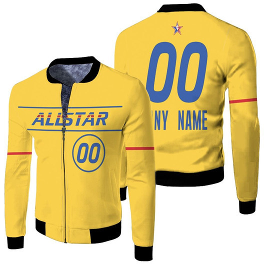 Portland Trail Blazers Nba 2021 Allstar Western Conference Gold Jersey Style Custom Gift For Blazers Fans Fleece Bomber Jacket