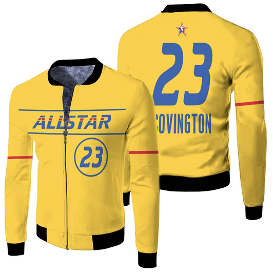 Portland Trail Blazers Robert Covington 23 Nba 2021 Allstar Western Conference Gold Jersey Style Gift For Blazers Fans Fleece Bomber Jacket