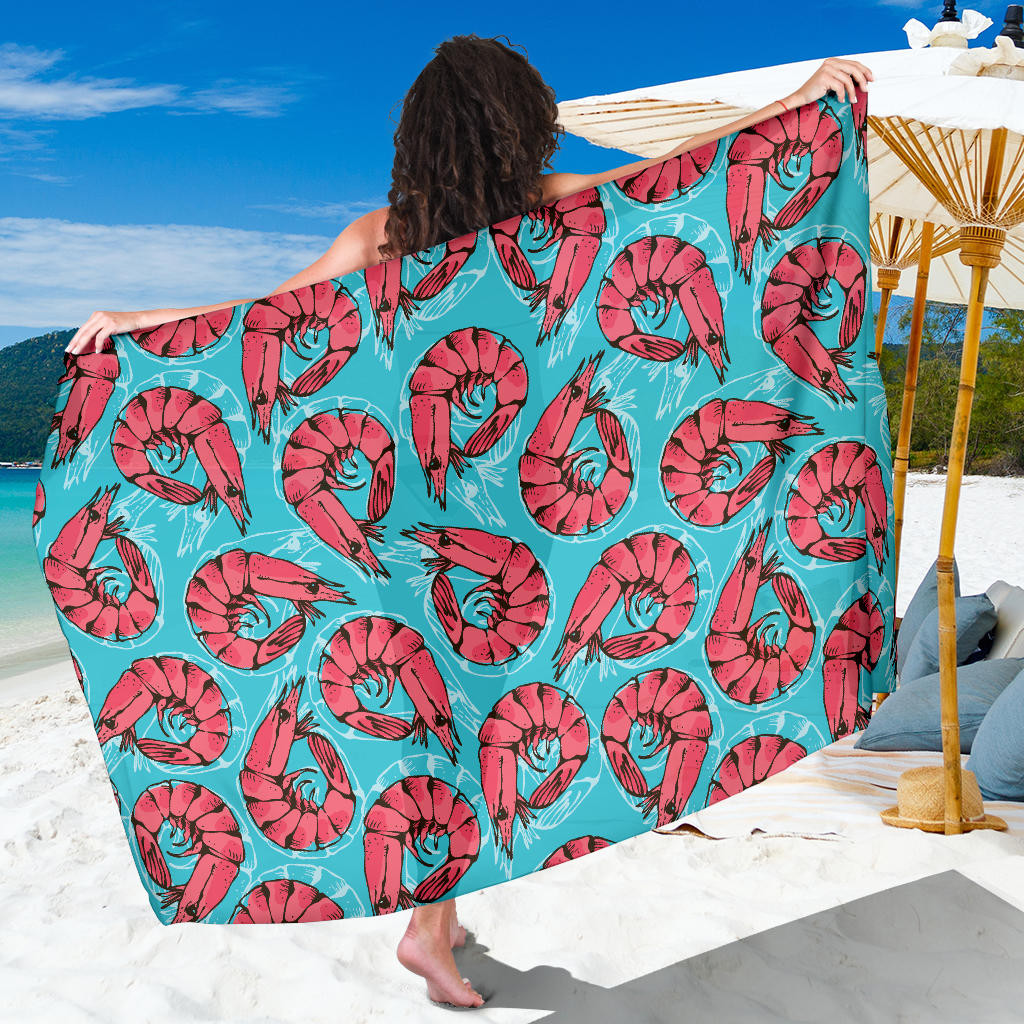 Prawn Pattern Print Sarong Cover Up Prawn Pareo Wrap Skirt Dress