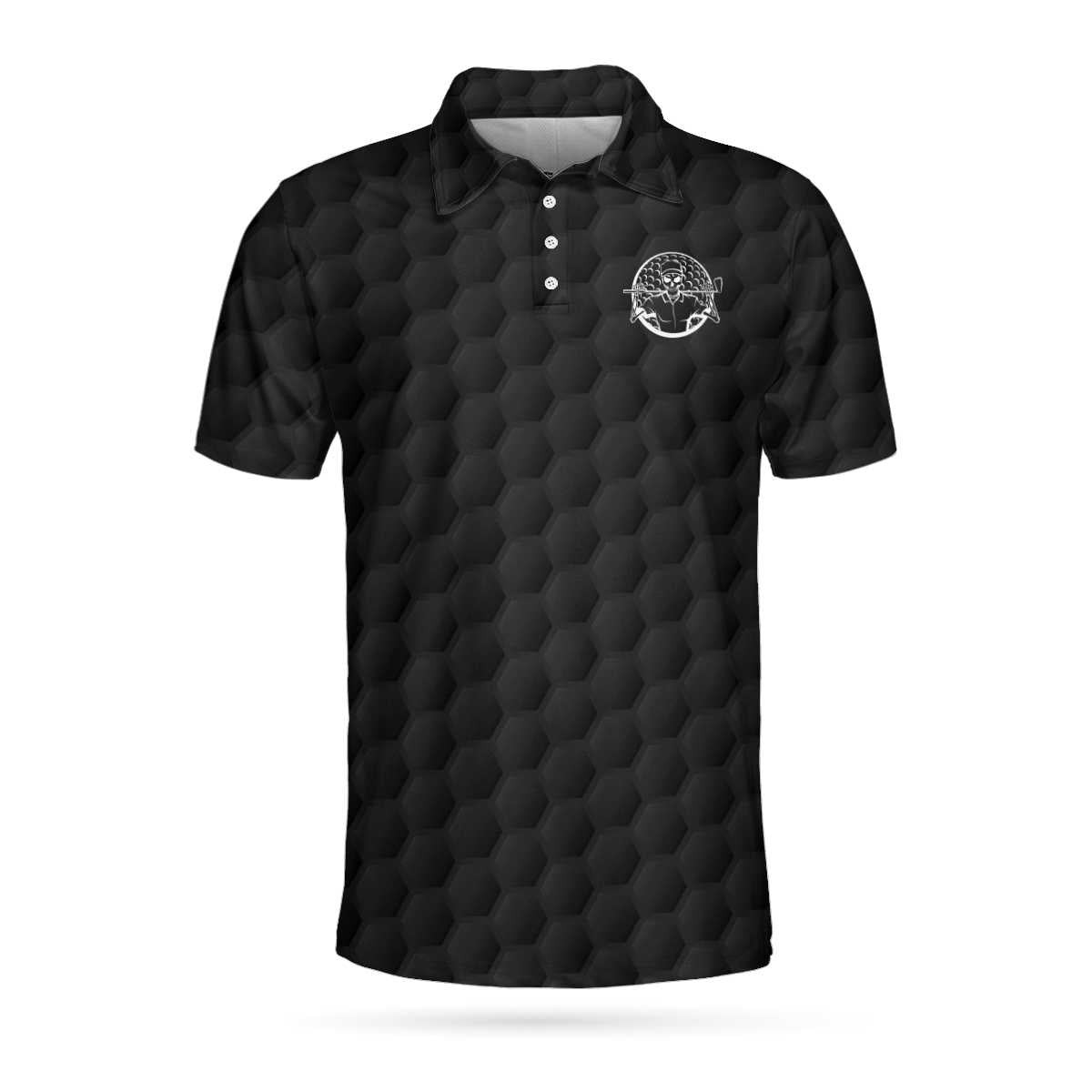 Pray For Birdie Golfing Skeleton Polo Shirt Black Golf Pattern Skull Polo Shirt Best Golf Shirt For Men