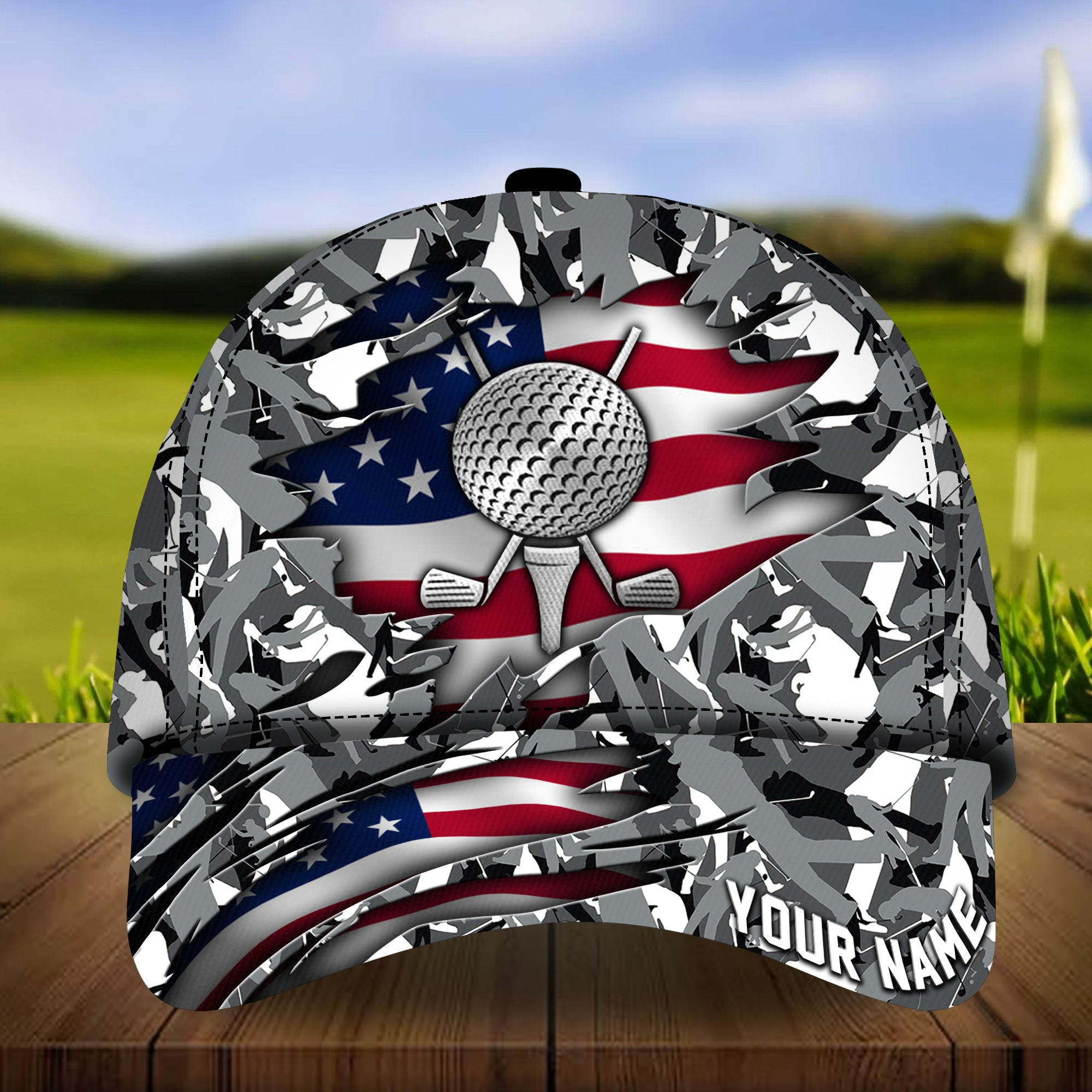 Premium American Camo Golf Ball Golf Hats Multicolor Personalized Classic Cap