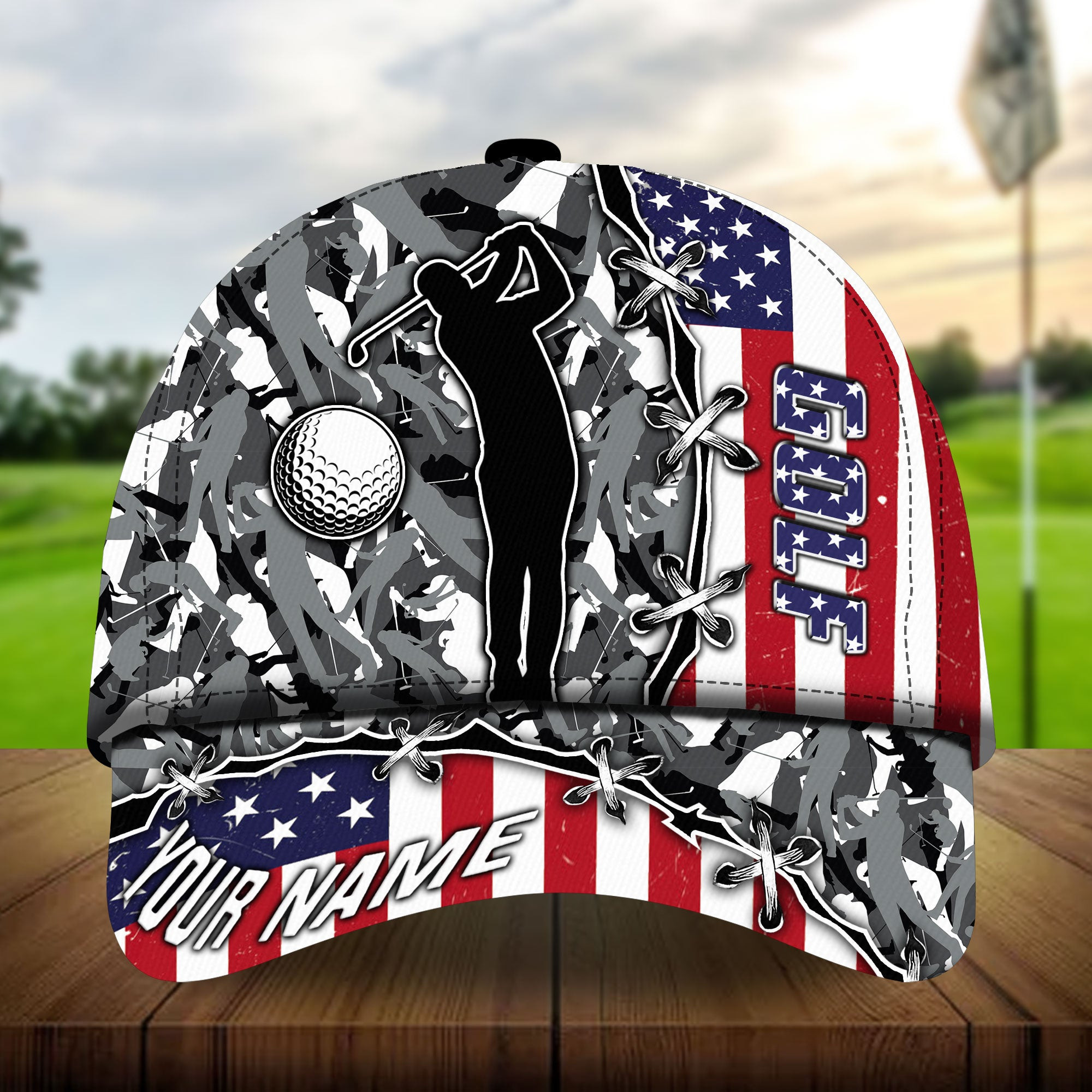 Premium American Camo Golfer Golf Hats Multicolored Personalized Classic Cap