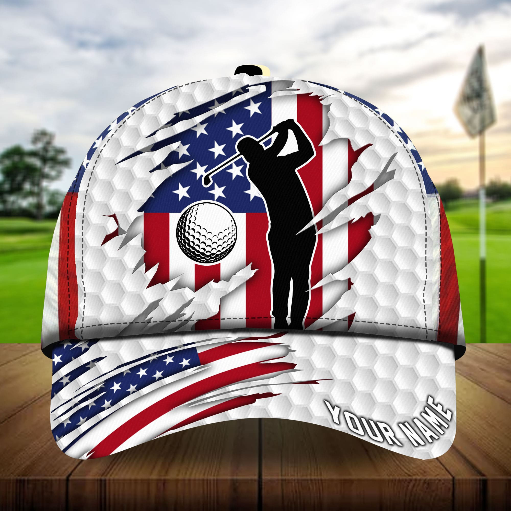 Premium American Flag Cool Golfer Golf Hats For Golf Lovers Multicolored Personalized Classic Cap