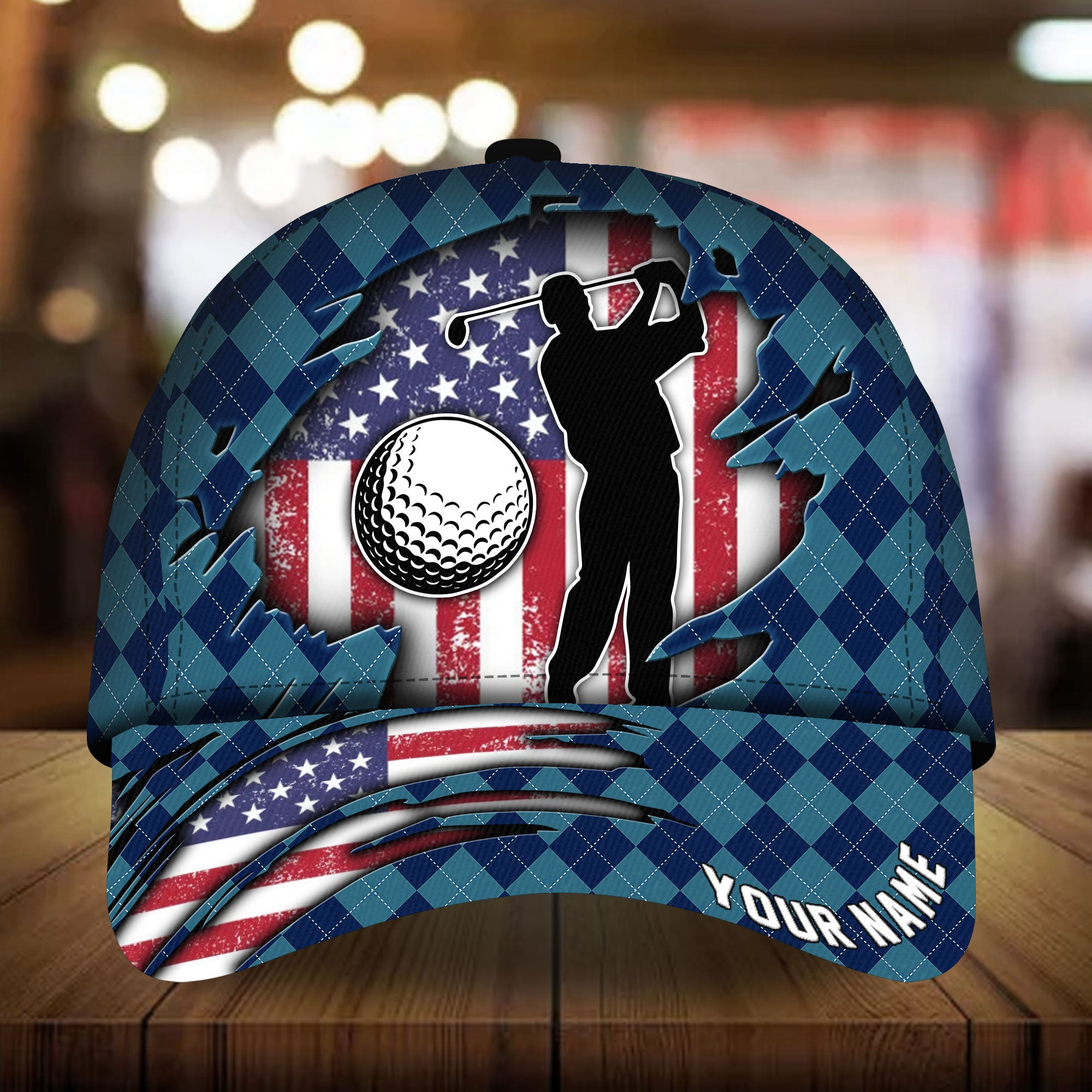 Premium American Golf 3D Hats For Lovers Argyle Multicolor Personalized Classic Cap