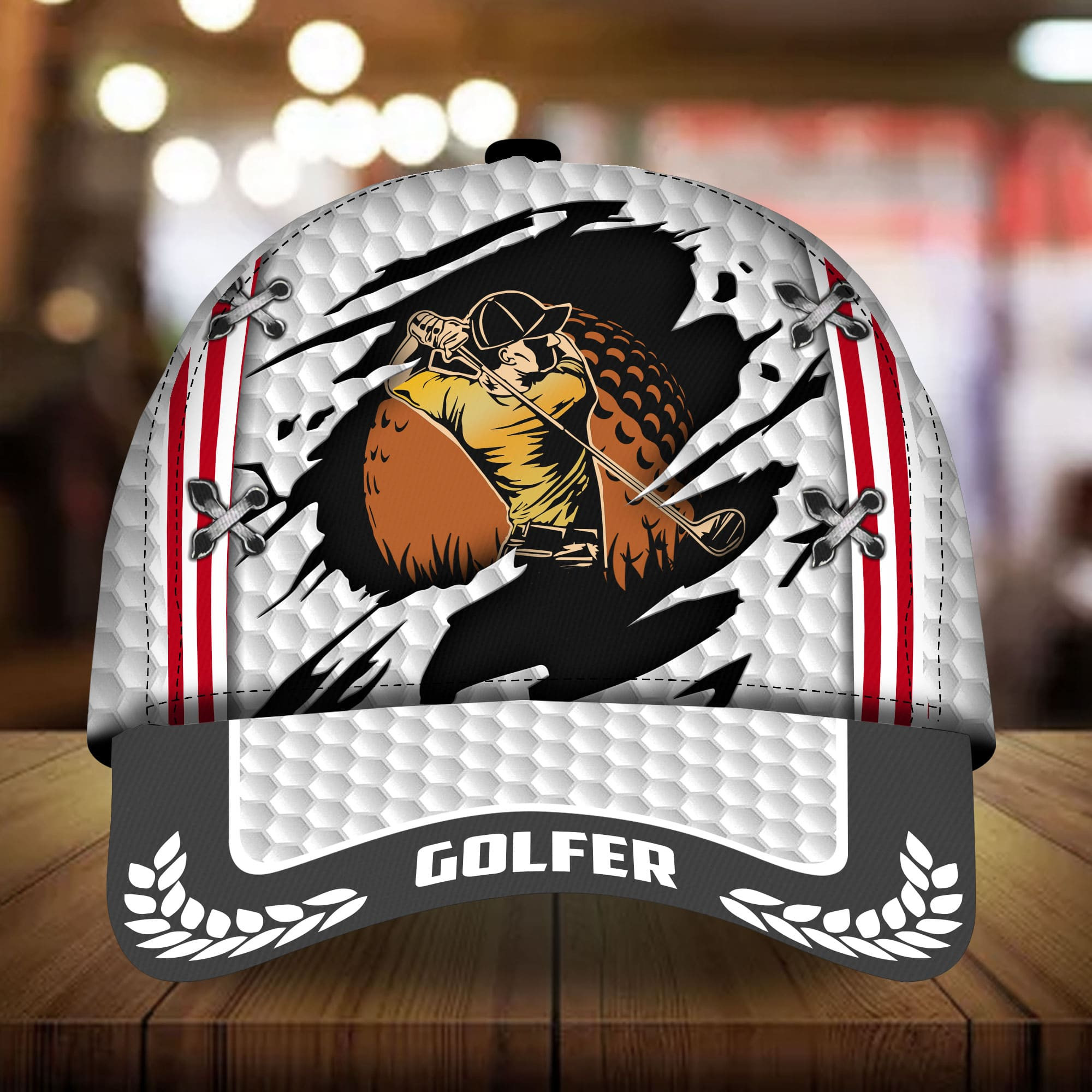 Premium American Golfer 3D Hats Cracked Multicolor Personalized Classic Cap